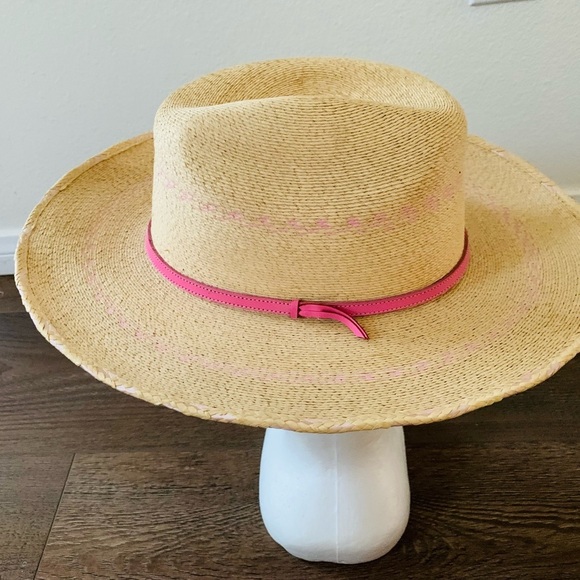 Straw Sun Hat with Pink Band main image 10